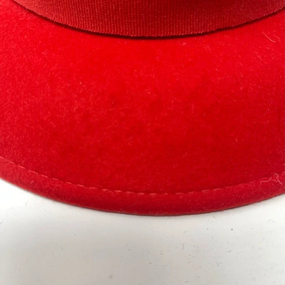 Vintage 100% Wool Red Fedora‎ Hat | Classic Wide Brim | Statement Winter Hat - Picture 8 of 8